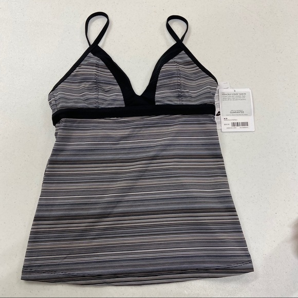 Athleta Veracruz Stripe Gray Black XS Tankini Top - Picture 2 of 5